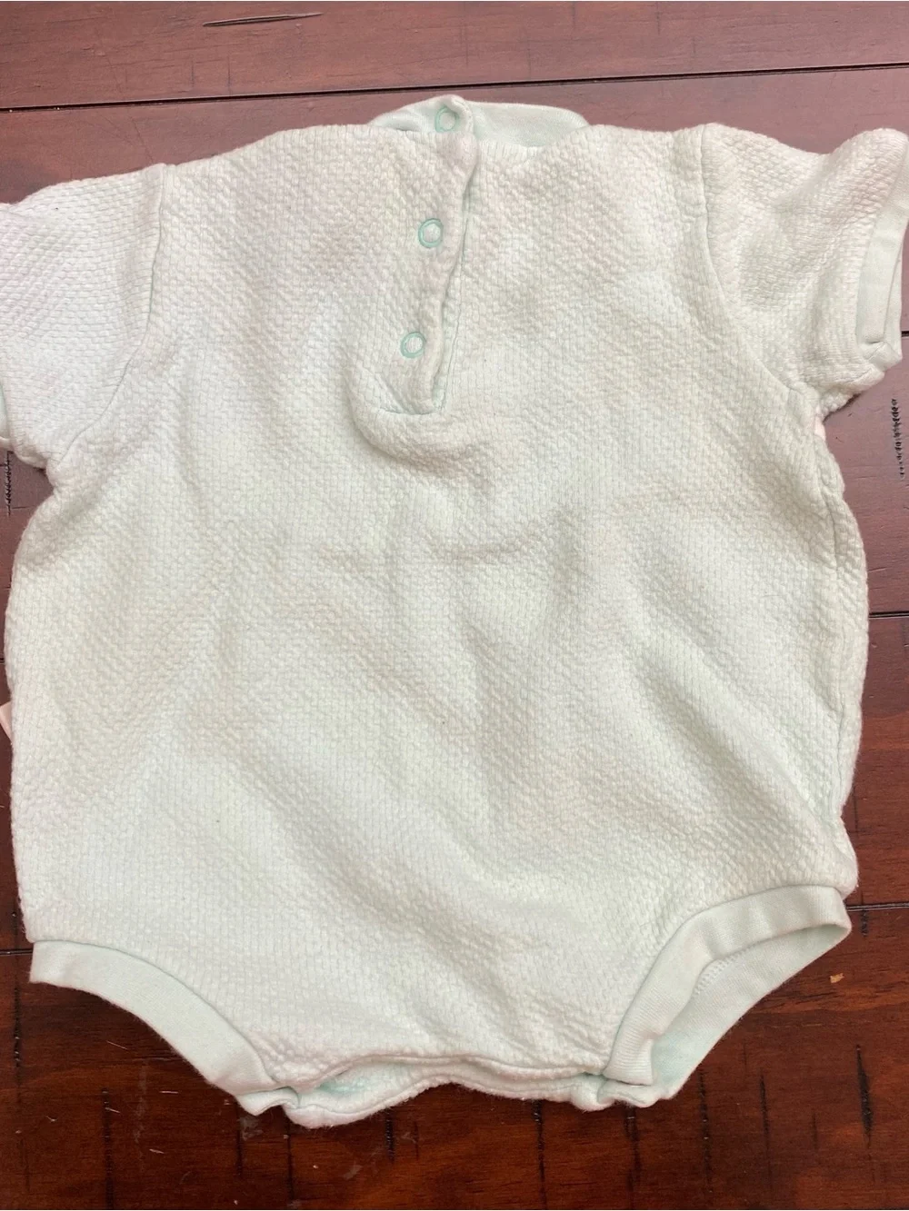 Vintage Classic Pooh Mint Green & White Teddy Bear Bubble Romper 9 Months